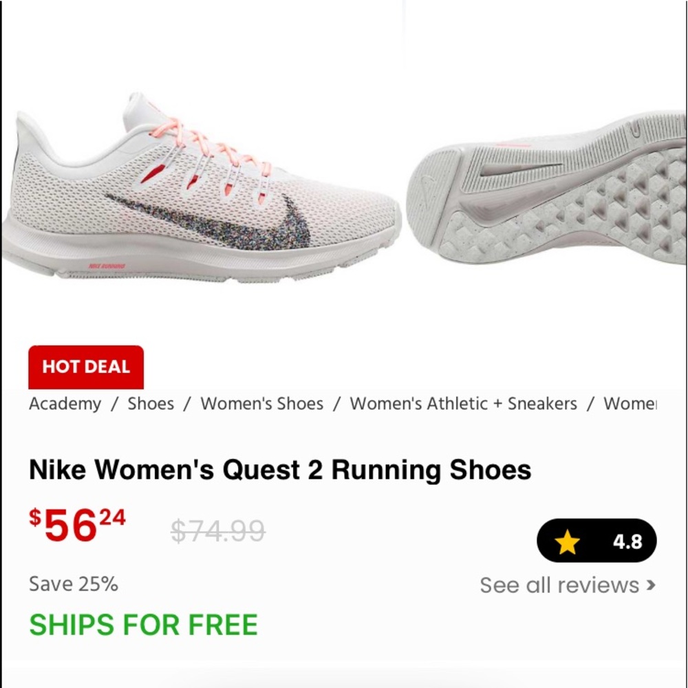 Nike Quest 2 Running shoe 7.5 women